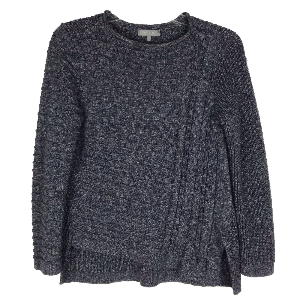 Habitat Clothes To Live In Sweater Asymmetrical Hem Blue Marled Knit Speckle XS